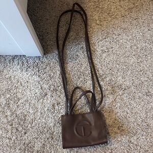 small telfar bag in brown